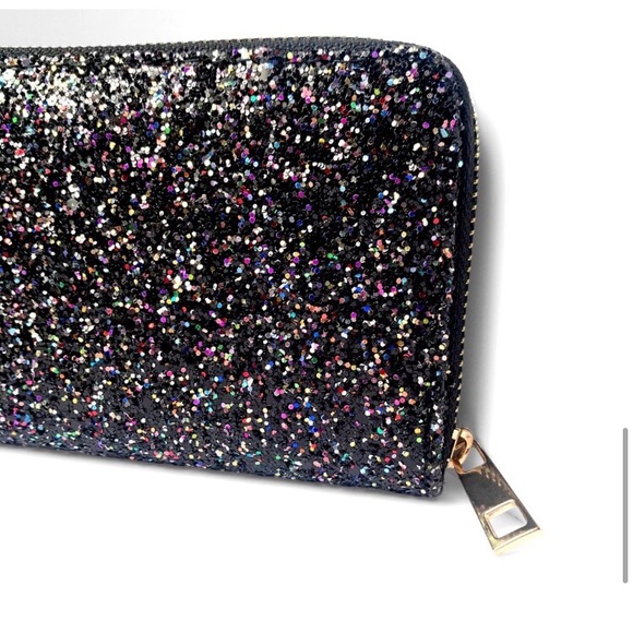 Amazing black glitter women’s fancy elegant holiday wedding wallet - Picture 5 of 9